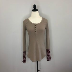 Free People Henley thermal long sleeve shirt size small